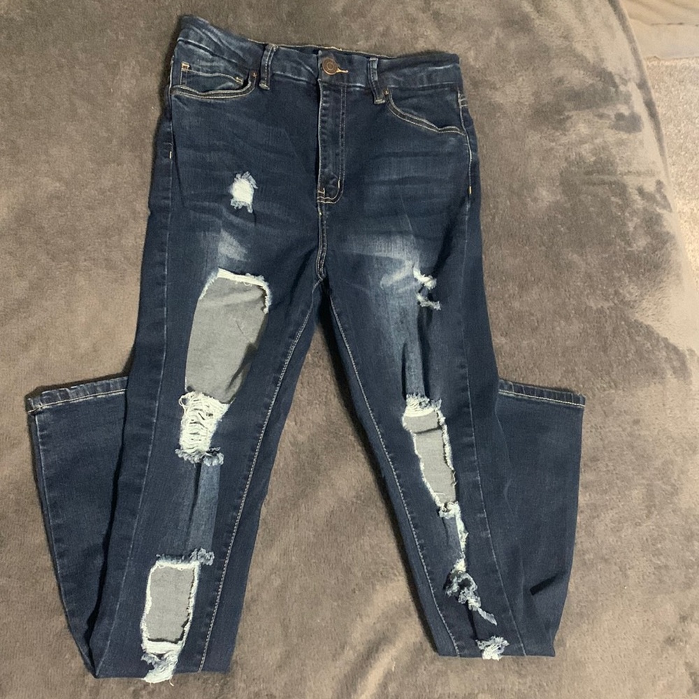 Refuge High Rise Denim Distressed Jeans